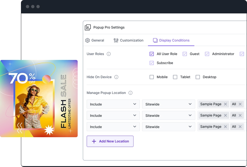 Popup Pro Images - Display Configuration