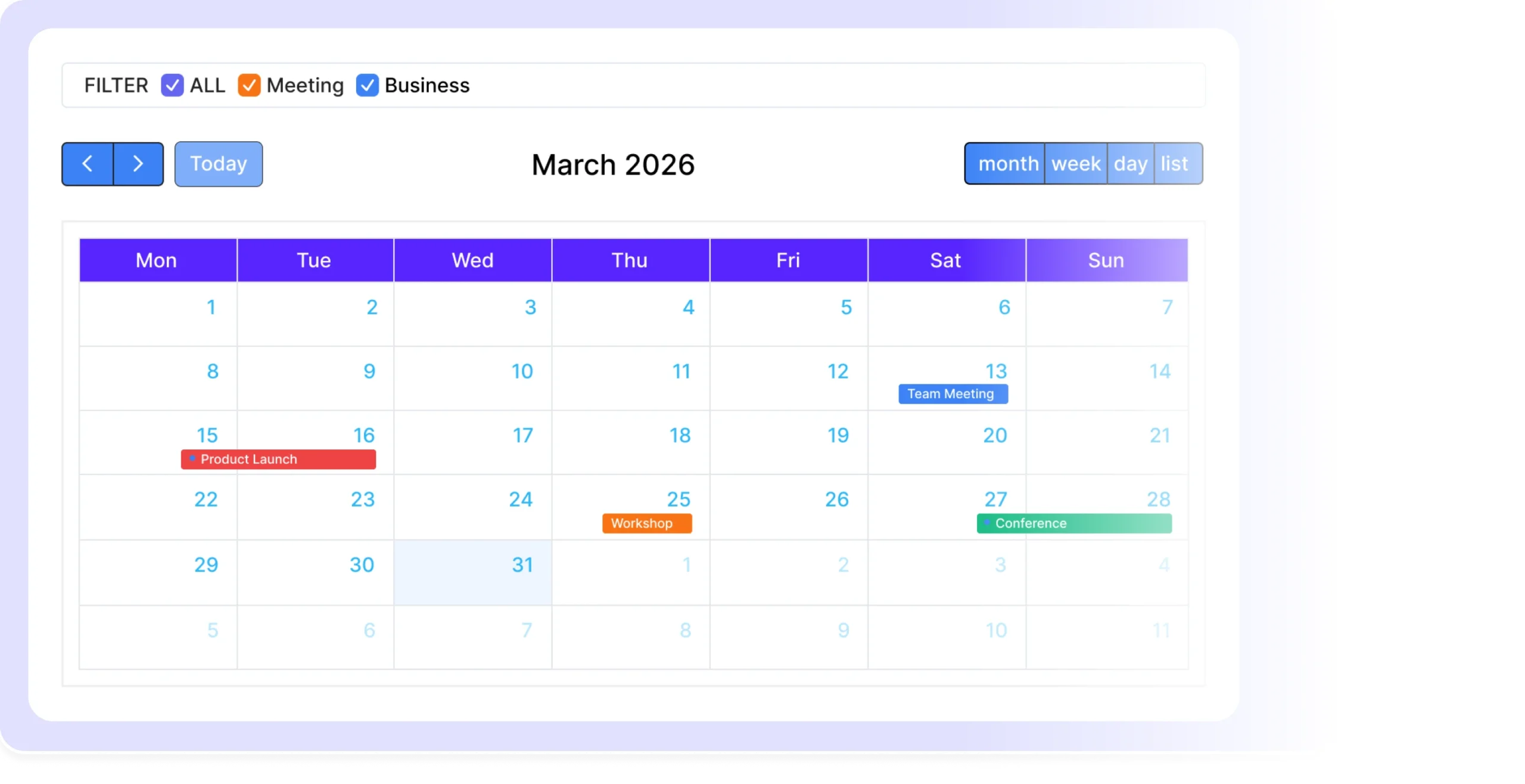 event calender