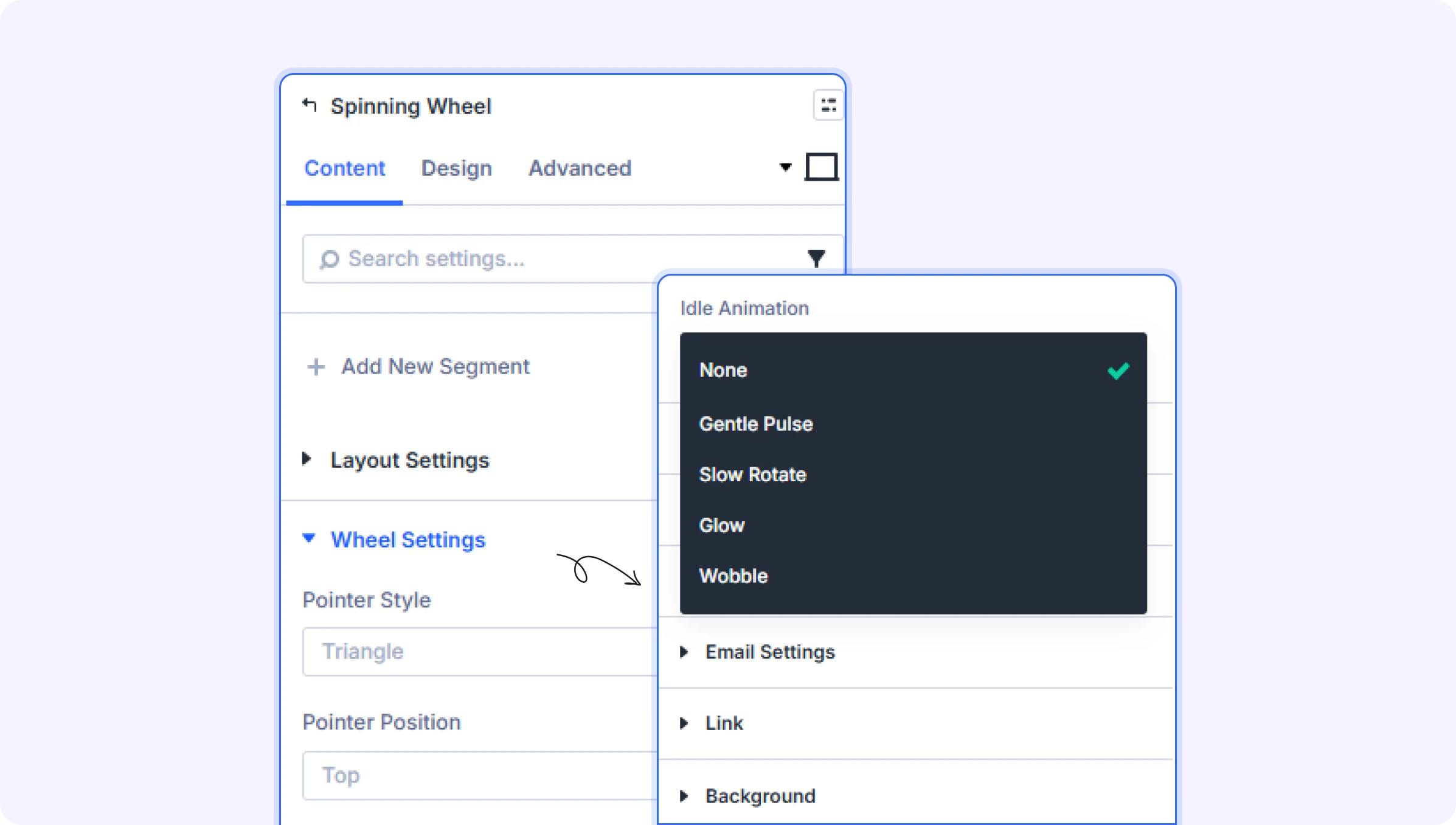 Divi Spinning Wheel-content-setting Divi Spinning Wheel